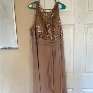 Elegant Beige Sequin Evening Dress